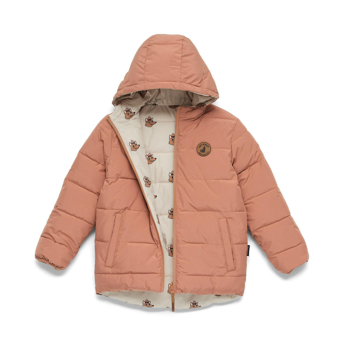 Crywolf Reversible Eco Puffer Terracotta Wolf - HYPHEN KIDS