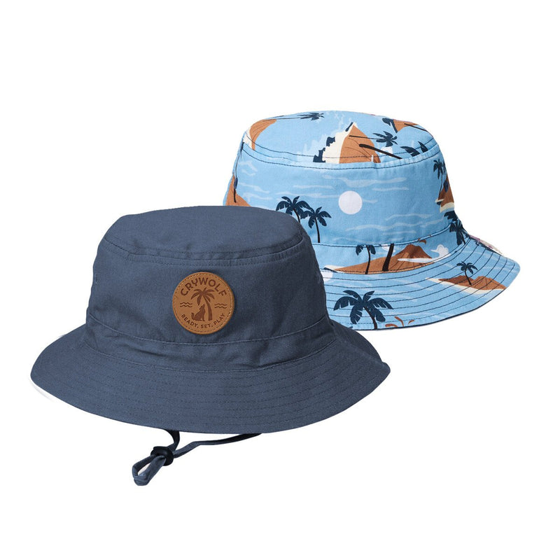 Crywolf Reversible Bucket Hat - Blue Lost Island - HYPHEN KIDS