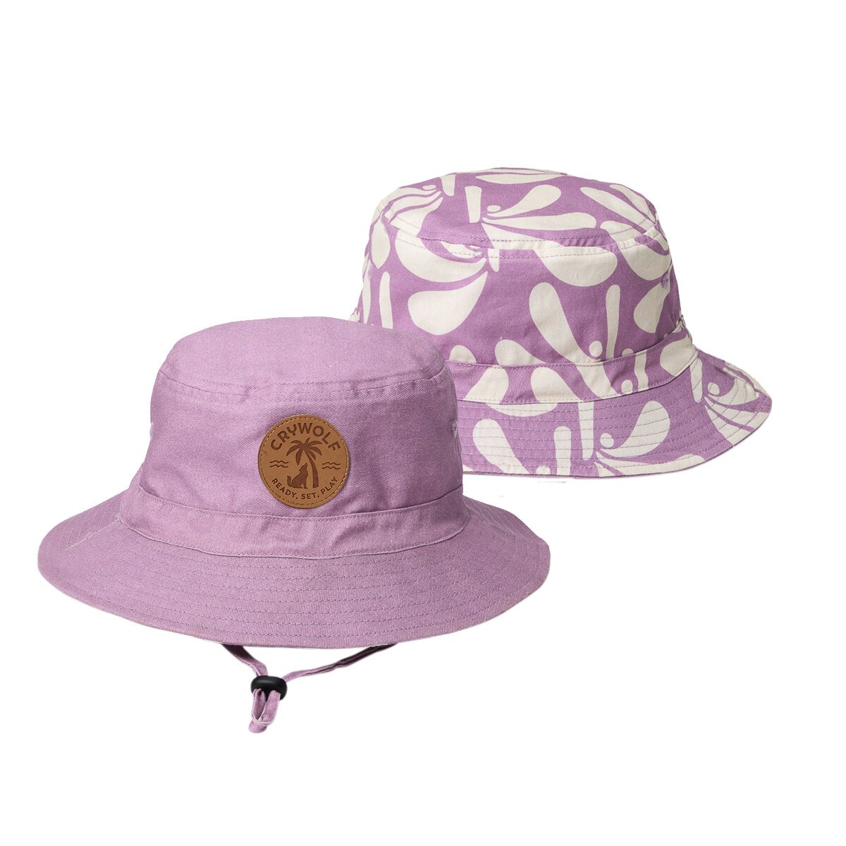 Crywolf Reversible Bucket Hat - Lilac Palms - HYPHEN KIDS