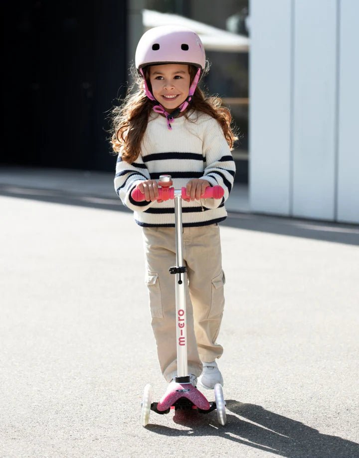 Mini Micro Deluxe Glitter LED 3 Wheel Scooter - Pink - HYPHEN KIDS