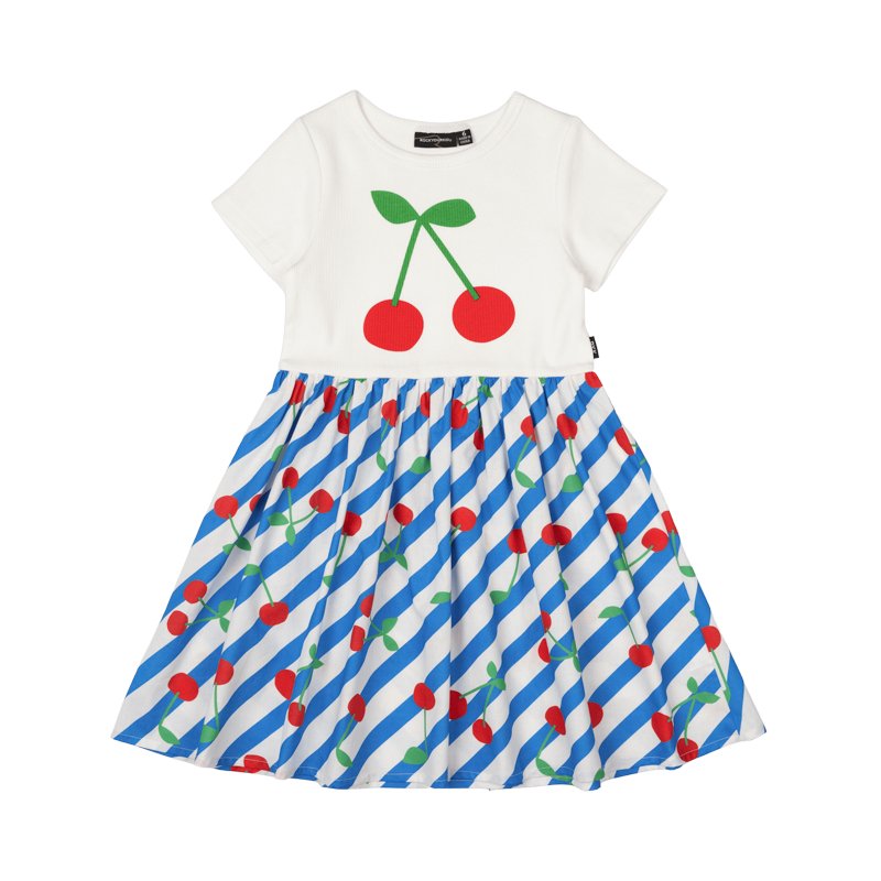 Rock Your Kid Cherry Stripes T-shirt Dress - HYPHEN KIDS