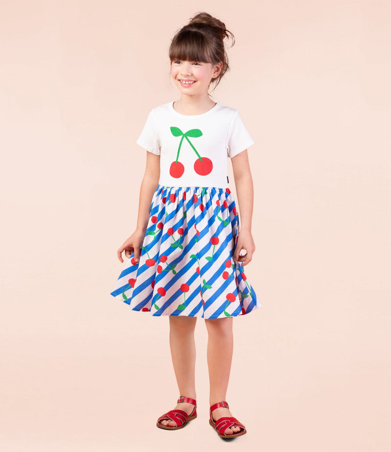 Rock Your Kid Cherry Stripes T-shirt Dress - HYPHEN KIDS