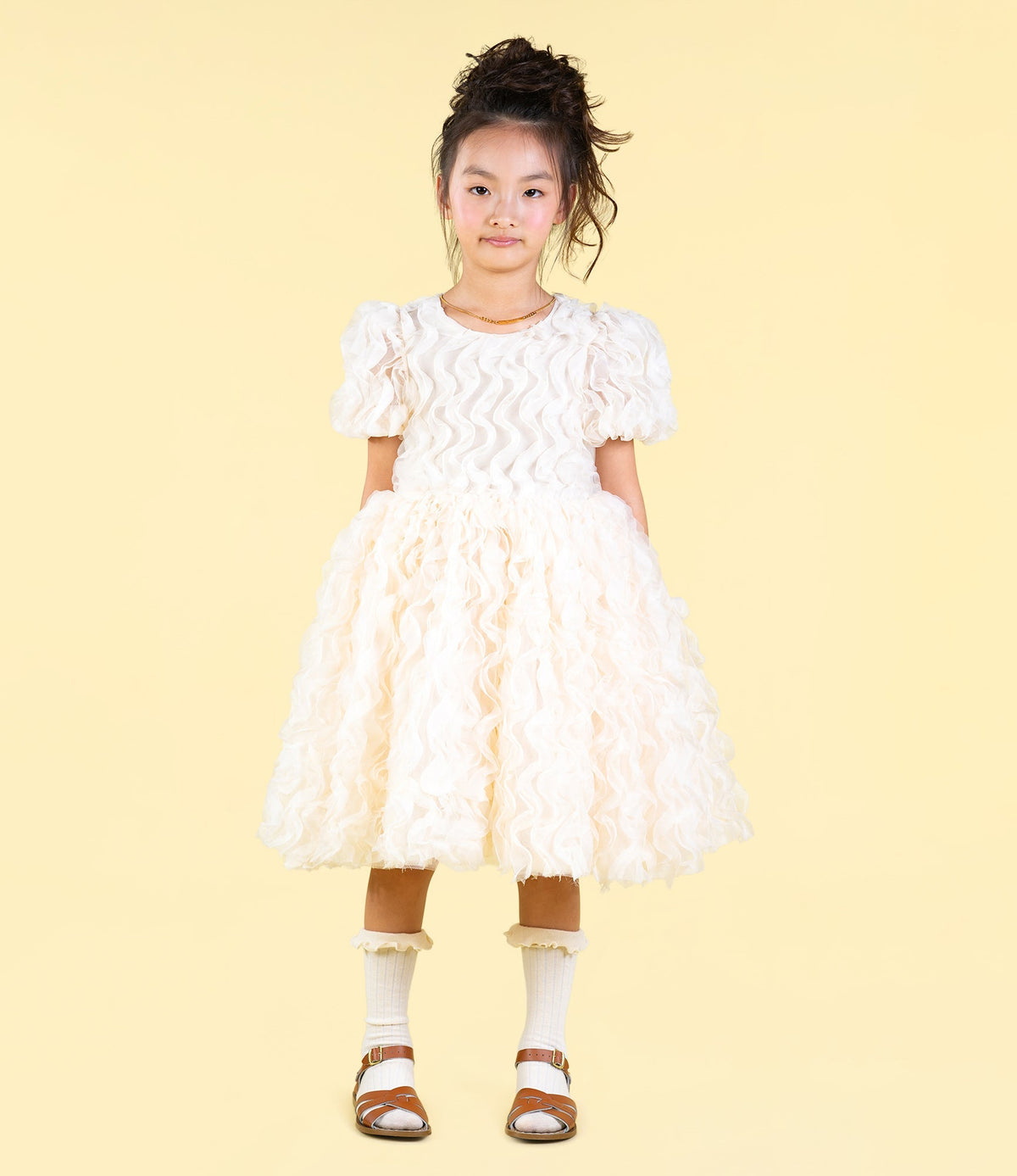 Rock Your Kid Cream Ruffle Tulle Party Dress - HYPHEN KIDS