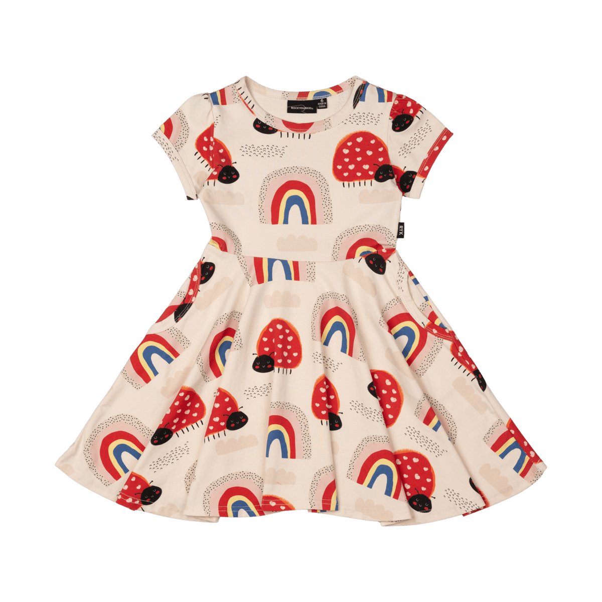 Rock Your Kid Love Bug Rainbow Waisted Dress - HYPHEN KIDS