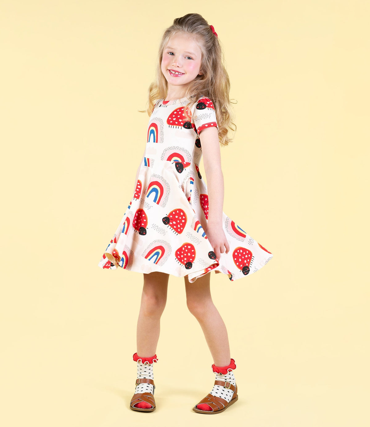 Rock Your Kid Love Bug Rainbow Waisted Dress - HYPHEN KIDS