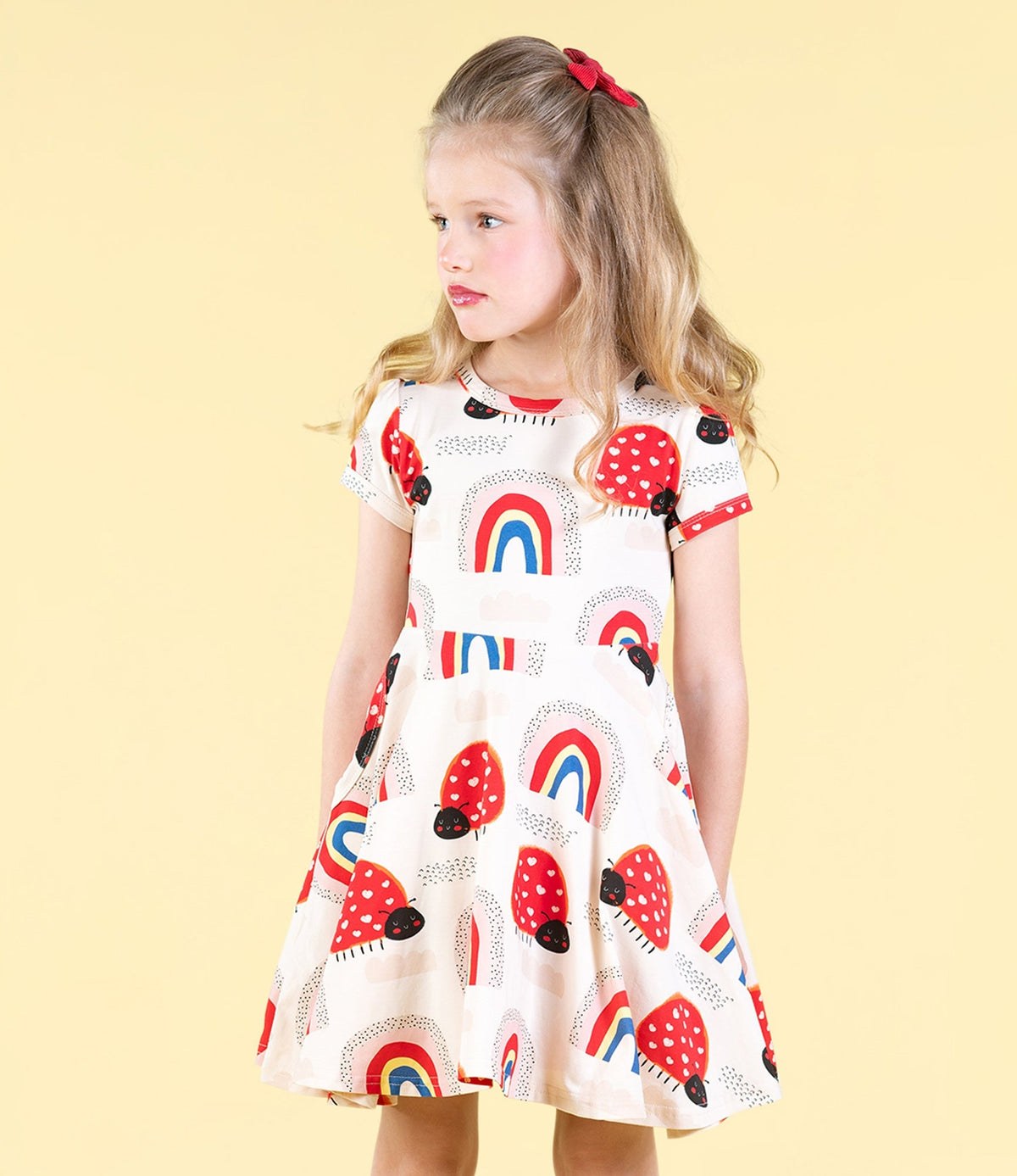 Rock Your Kid Love Bug Rainbow Waisted Dress - HYPHEN KIDS