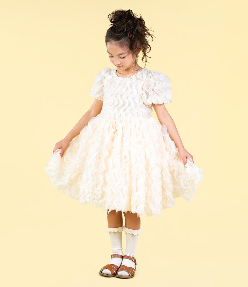 Rock Your Kid Cream Ruffle Tulle Party Dress - HYPHEN KIDS