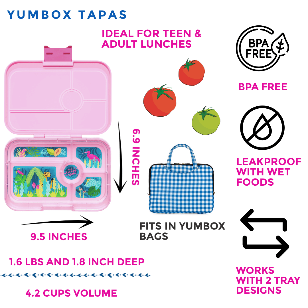 Yumbox Tapas Larger Size Leakproof Bento lunch box 5 - Compartment Food Tray (Pink) - HYPHEN KIDS