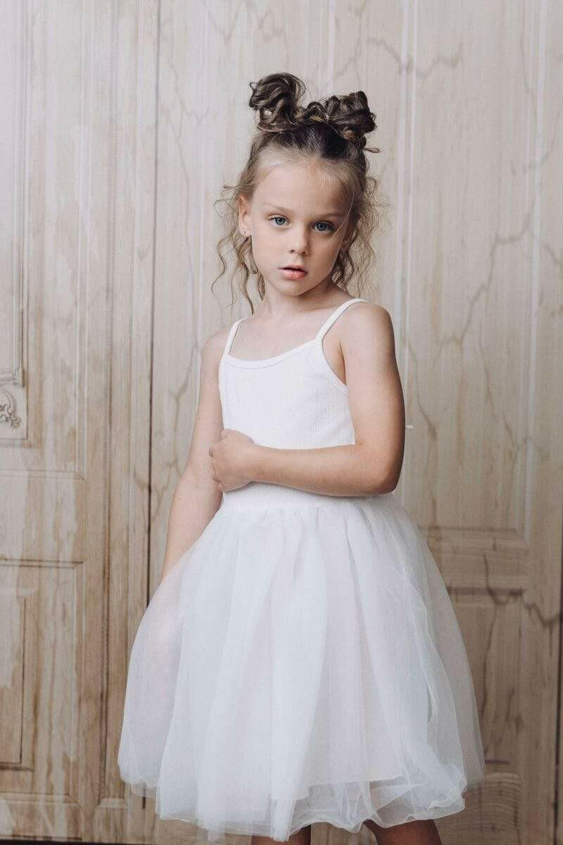 Dolly Rib Cotton Tutu Dress White HYPHEN KIDS