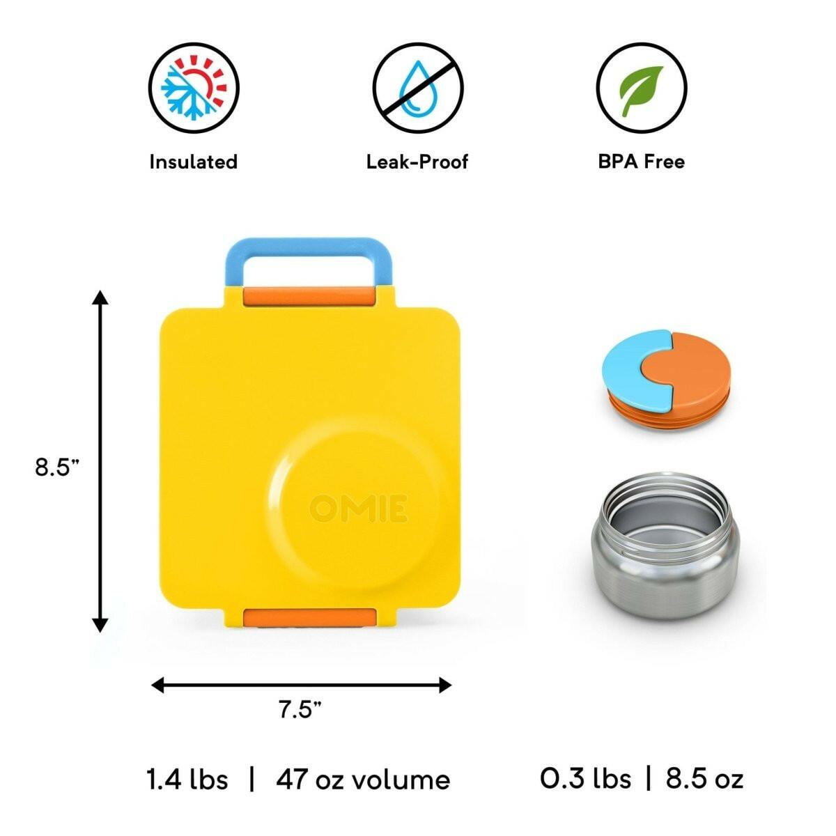 OmieBox V2 Bento Box for Kids  - (Sunshine) -HYPHEN KIDS